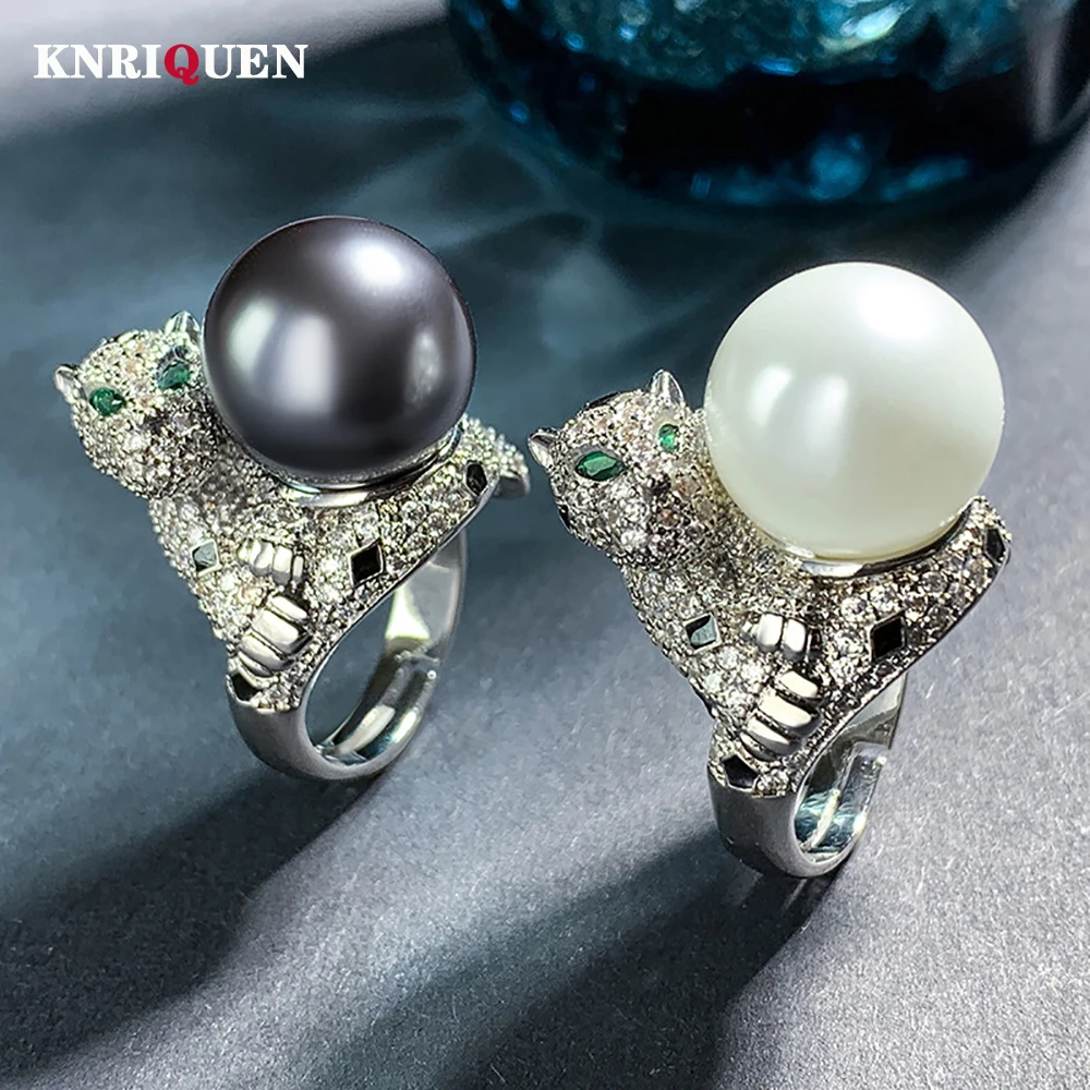 2022 New Arrival 100% 925 Sterling Silver 12mm White Black Pearl Brooch for  Women Luxury Lab Diamond Wedding Jewelry Female Gift