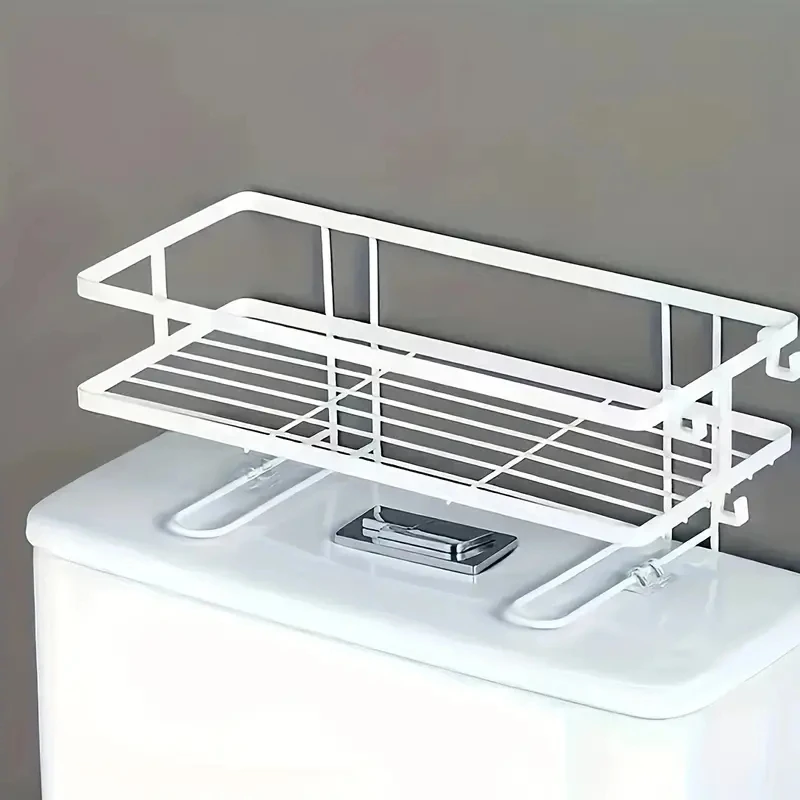 Bathroom Organizer Shelves Over The Toilet Shelf,1Tier Toilet Storage,Multi-function Paper Holder Basket No Drilling Space Saver 5