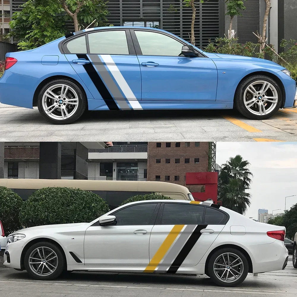 XhuangTech 5 Stuks Auto Body Stickers Racing Sport Streep Decals Zelfklevende Auto Body Side Stickers En Graphics DIY Decal Streep Vinyl Stickers Voor Auto Truck SUV (Type 3 (Kleurrijk