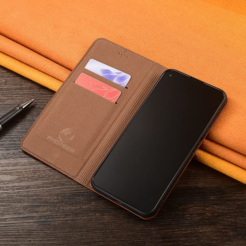 Leather Wallet Phone Case with Magnetic Flip Cover