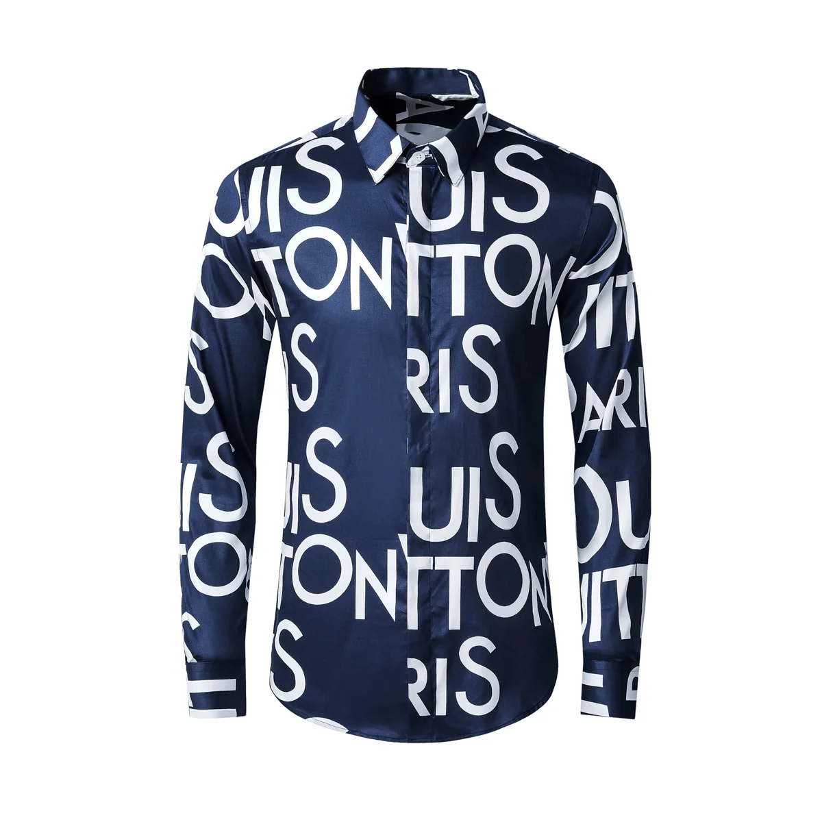 

High Quality Luxury Jewelry Letter Printed Shirts For Men Long Sleeve Slim Business Casual Shirt Social Party Men Shirtgood
