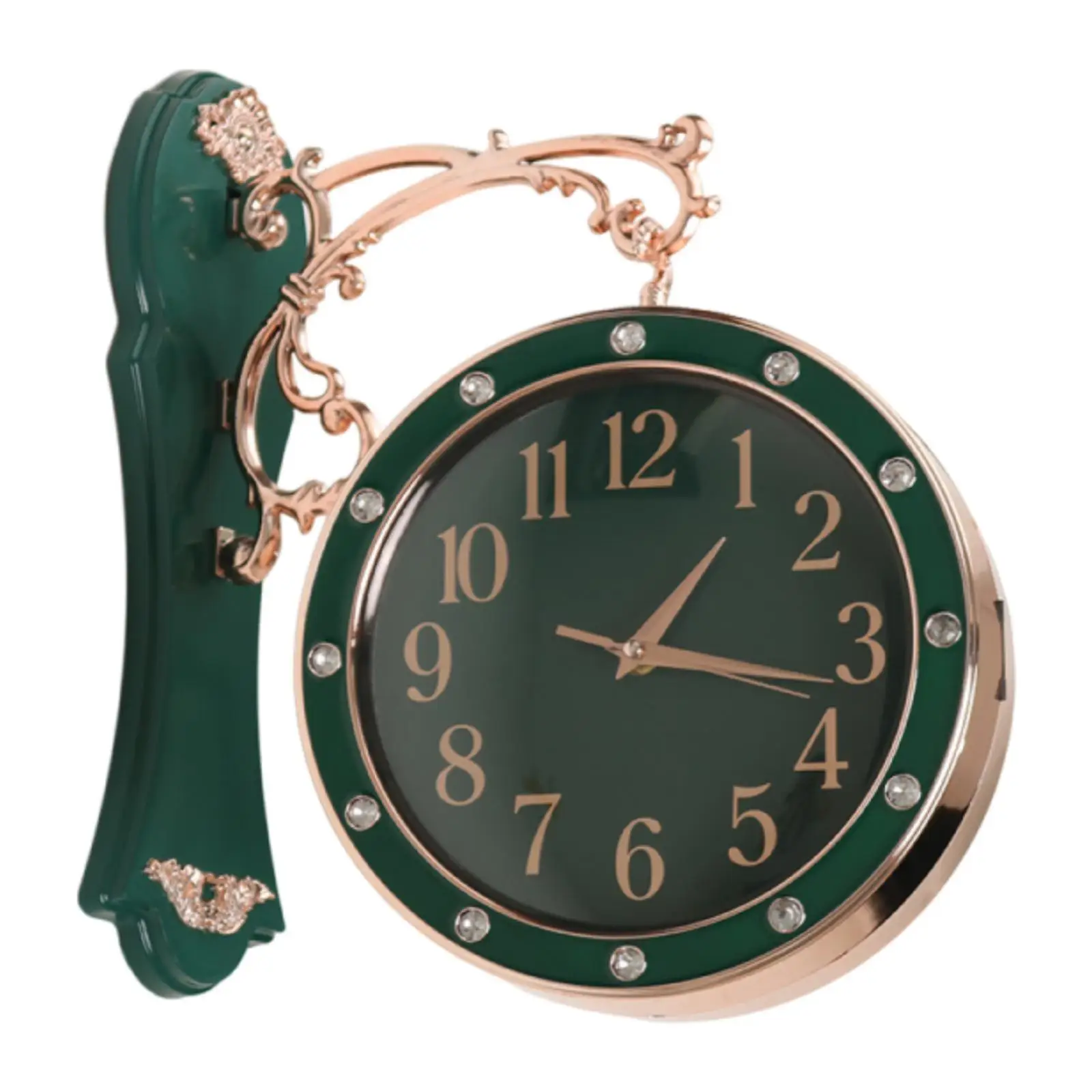 שעון קיר דו צדדי לפנים ולחוץ, מתנה לעיצוב הבית, שעון שקט לחתונה, גינה, תחנת רכבת ומסיבת חימום בבית