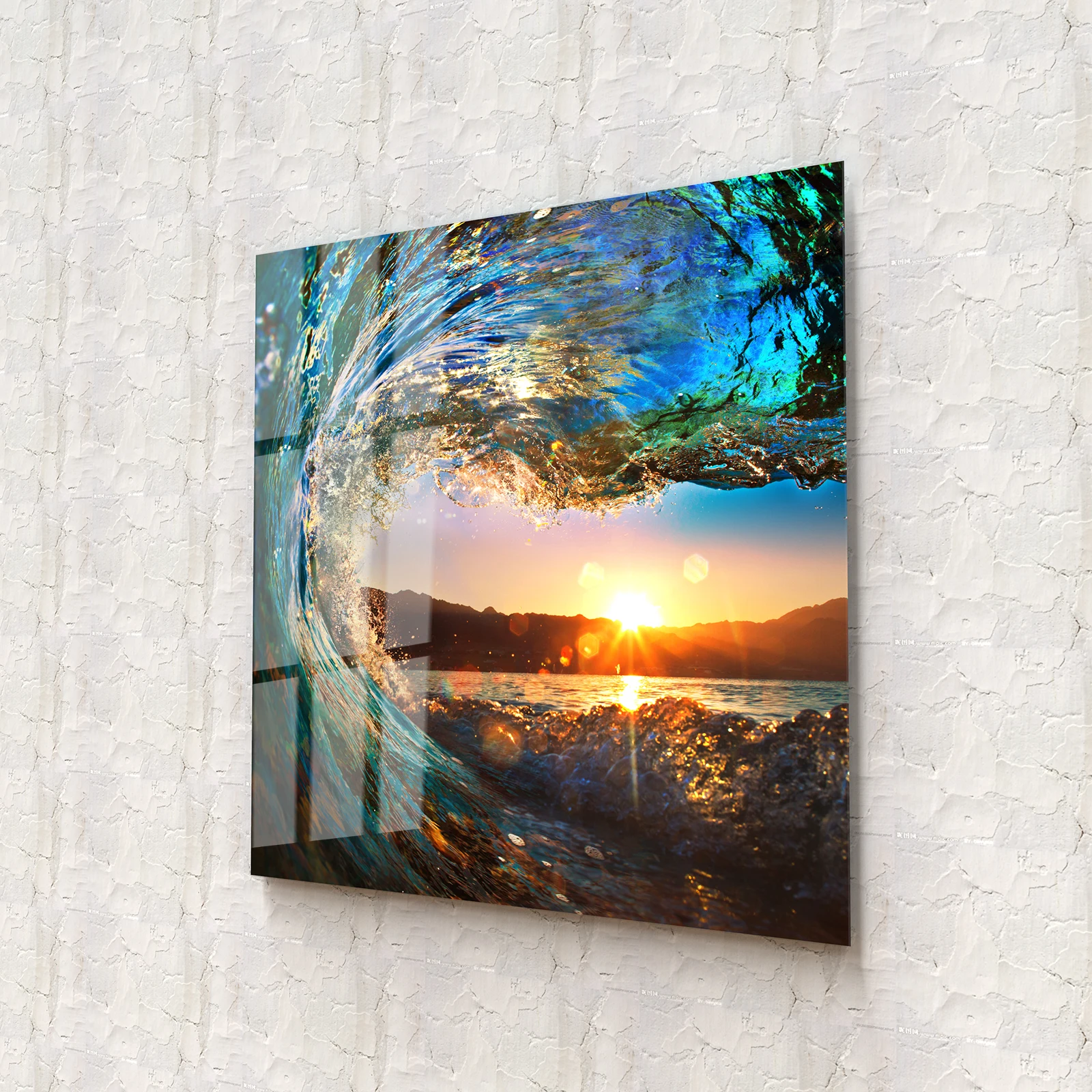 

50*50CM Colorful Elephant Minimalist Frameless Tempered Glass Art Bedroom Living Room Sofa Backrest Wall Decoration Painting