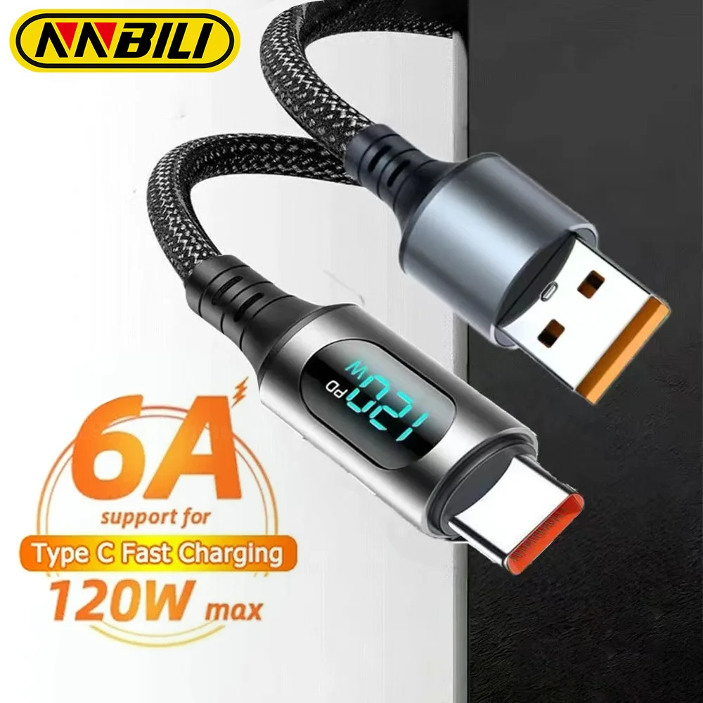 120W USB-C Fast Charging Cable with Digital Display