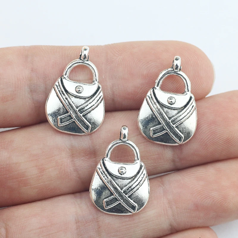 

Newest 20Pieces 15*21mm Mixed Alloy Antique Silver Color Handbag Charms Necklace Pendant Accessory For DIY Jewelry Making