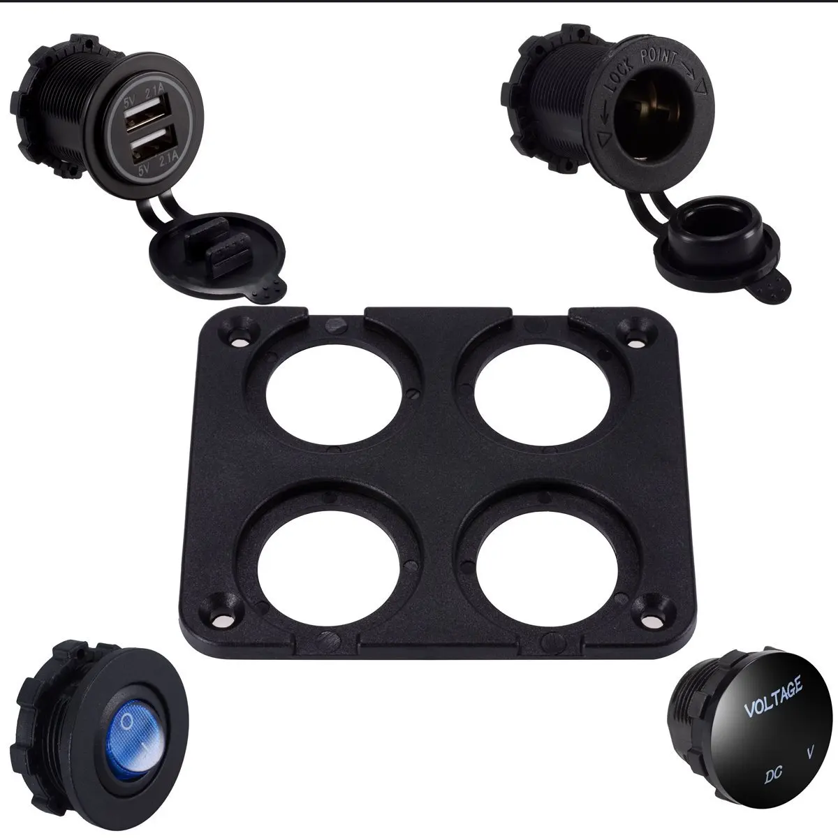   USB , Ʈ ؾ RV Ʈ ķī, 4 in 1, 4.2A а, 12V  , ON-OFF ġ