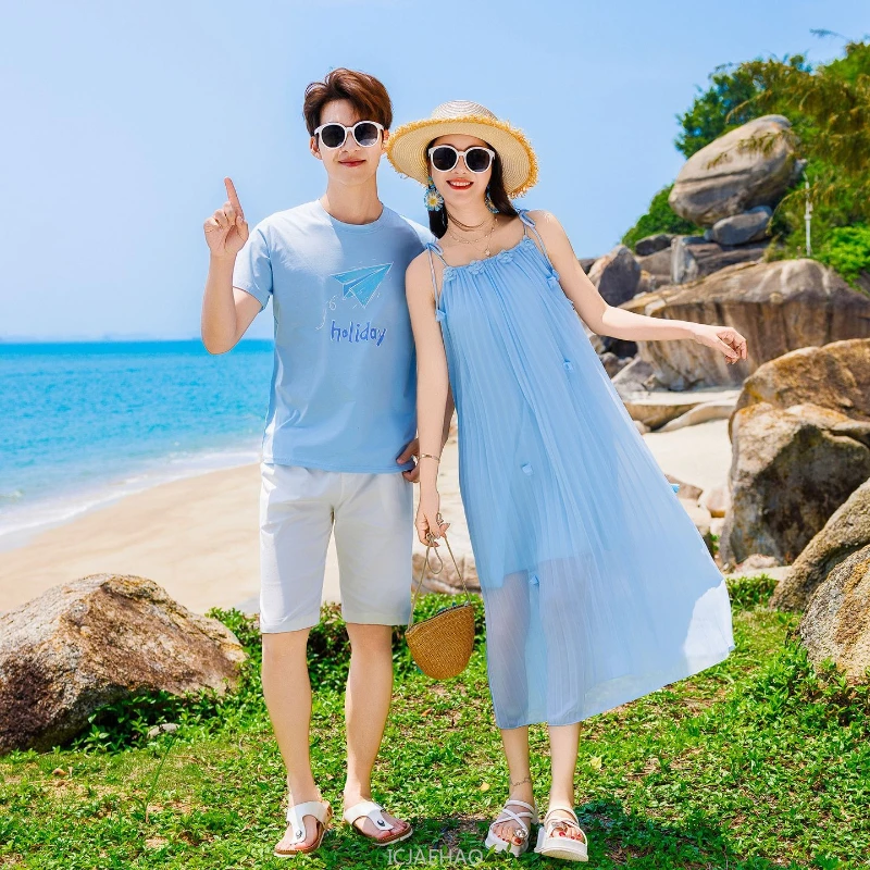 Family Matching Outfits  Beach Dress Mom Daughter Vacation Set Father Son Tshirt Pants Suit Children Twin Clothes Girl Dresses - 5