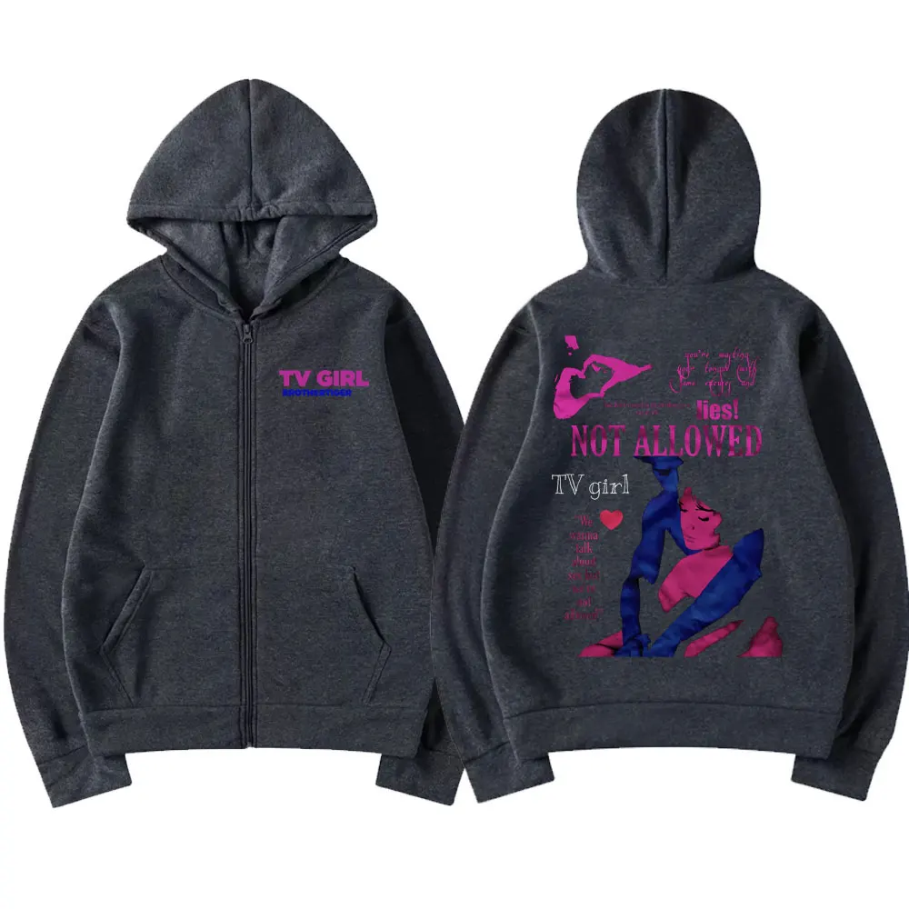 TV Girl Fashion Singer bedrukte hoodie, casual sweatshirt met lange mouwen voor heren en dames, Geel, M