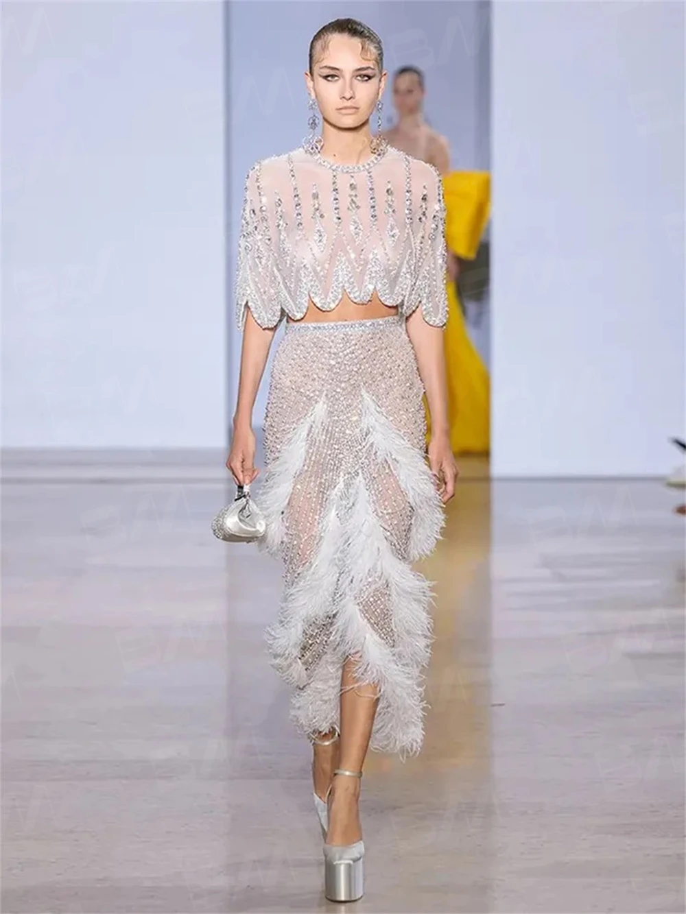 Pageant Women Formal Dress Feathered Beads Sheath Evening Dresses Party PromGown | eBay Pageant Women Formal Dress Feathered Beads Sheath Evening Dresses Party PromGown | eBay