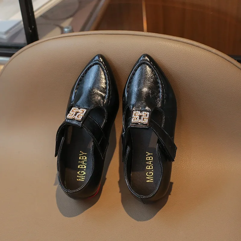 Girl's Pointed Little Leather Shoes Spring and Autumn New Korean Version Children's Soft Sole Fashion Princess Single Shoe