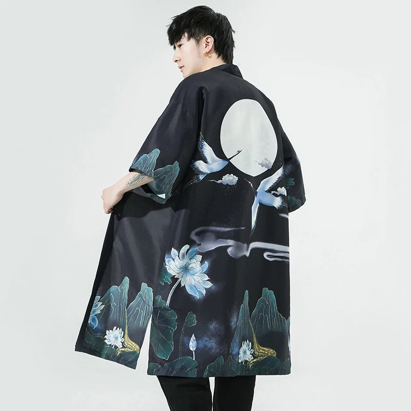 Kimono Vintage Pour Homme - Cardigan Longue Robe Japonaise Style Yukata