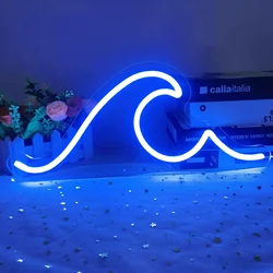 Vibrant Wave Neon Light - Dimmable Ocean - Themed LED Decor for Wall, Bedroom, Bar, and Celebrations (Wavy4)
