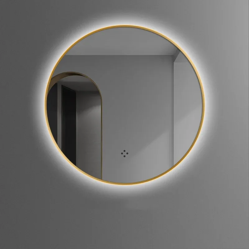 Touch Round Mirrors Lights Makeup Gold Warm White Shower Mirror Modern Aesthetic Espelho Grande Para Quarto Bathroom Accessories