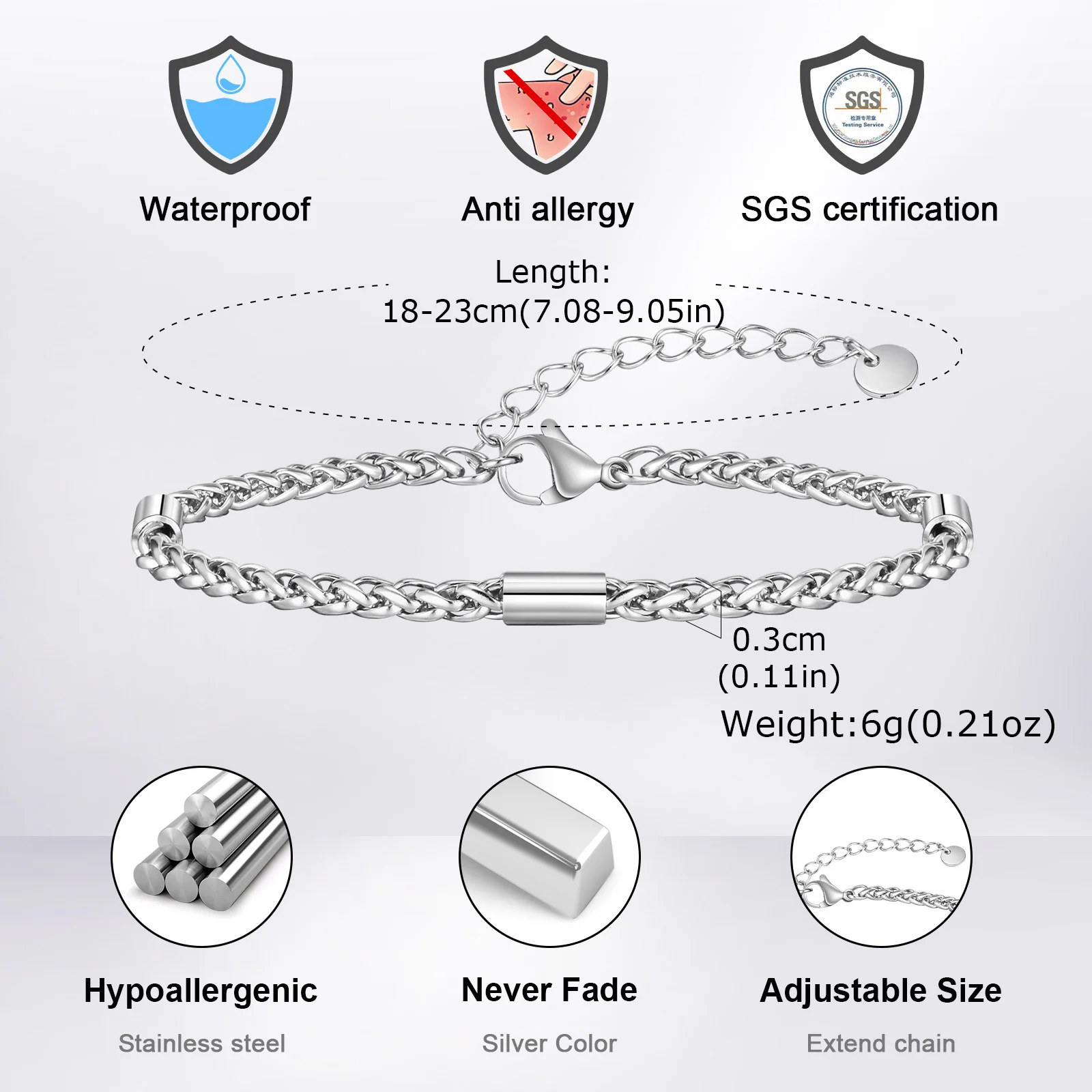 Thin Stainless Steel Chian Bracelets for Men Boys,Simple Chain Link Wristband,Hip Hop Minimalist Jewelry Gifts for Him