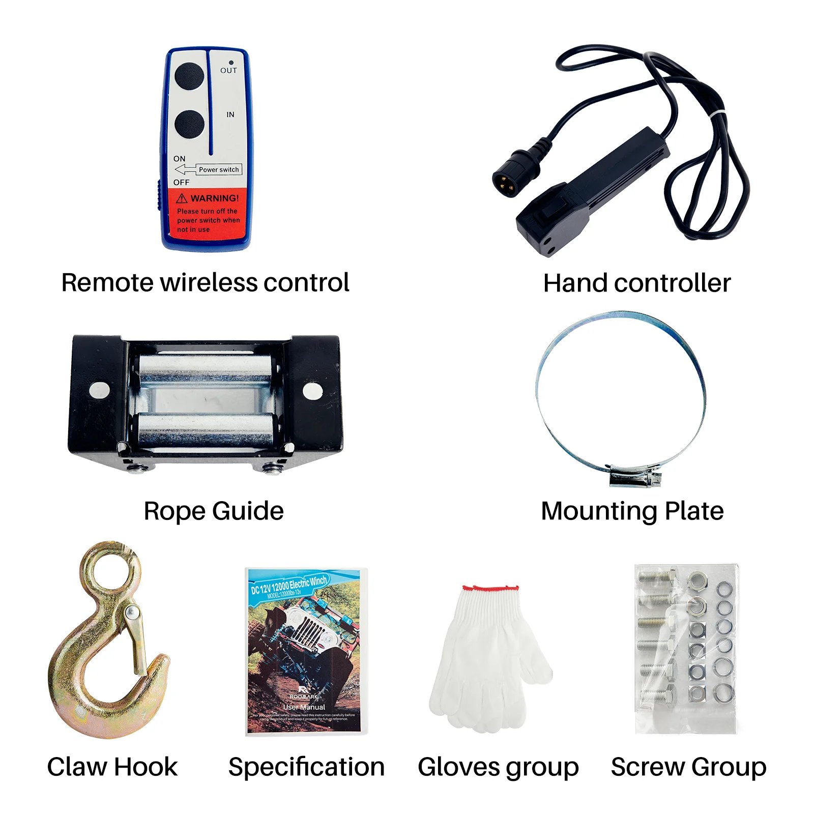 Roomark Electric Winch 12000lbs UTV ATV Winch 12V Jeep w/ Wireless Remote Control & Steel Cable for ATV UTV Towing Trailer