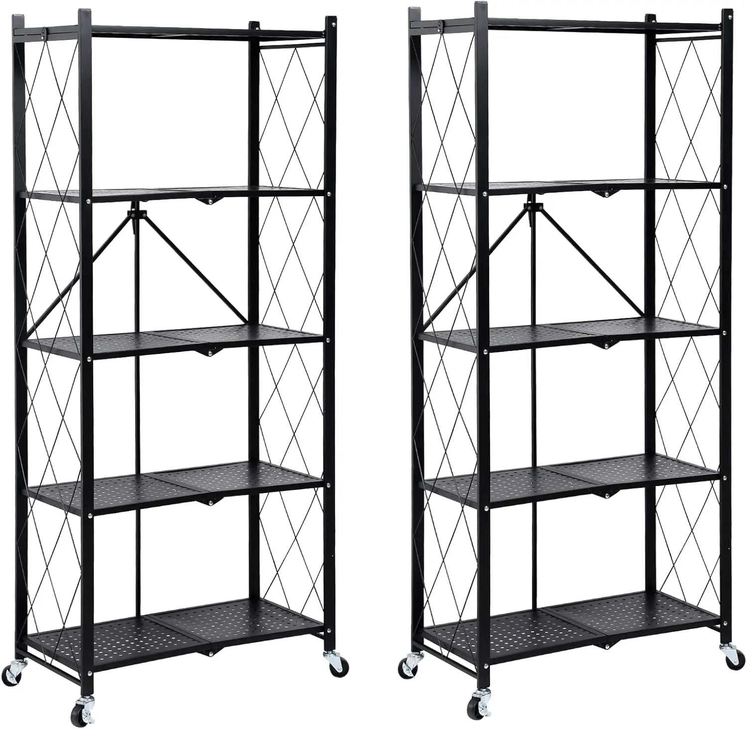 

Simple Deluxe HealSmart 5-Tier Heavy Duty Foldable Metal Rack Storage Shelving Unit with Wheel