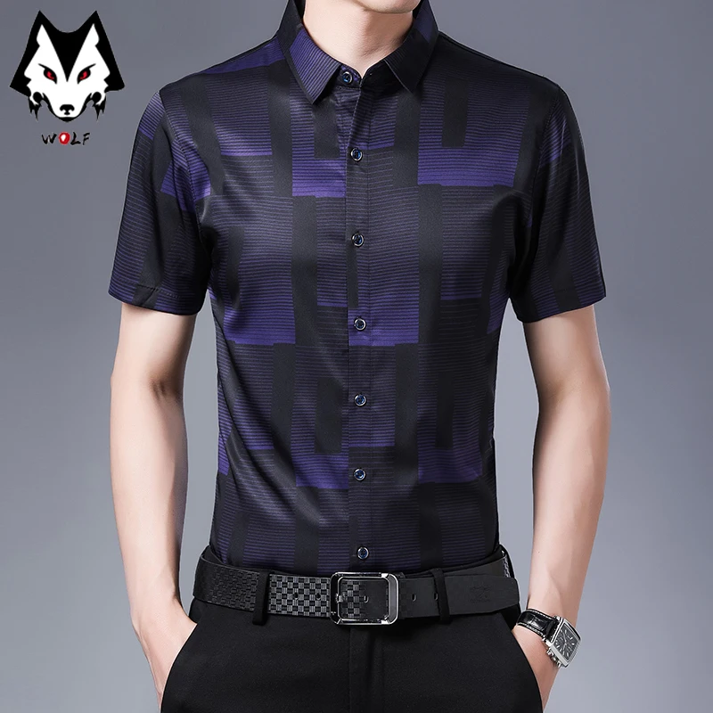Spring/Summer Men's Striped Short Sleeve Shirts Men's Sleeves Slim Fit Casual Shirts