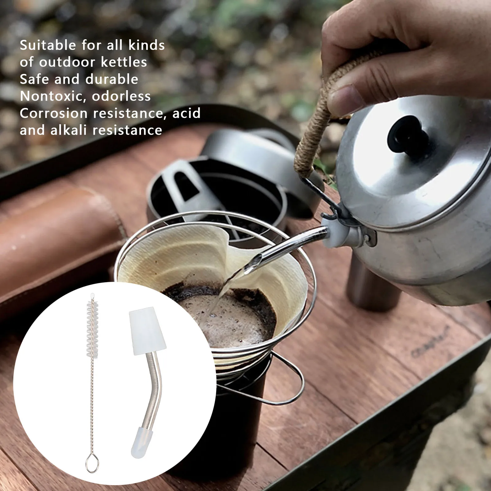 Extended Kettle Spout Corrosion Resistance Safe Harmless Odorless Stainless Steel Outdoor Kettle Spout