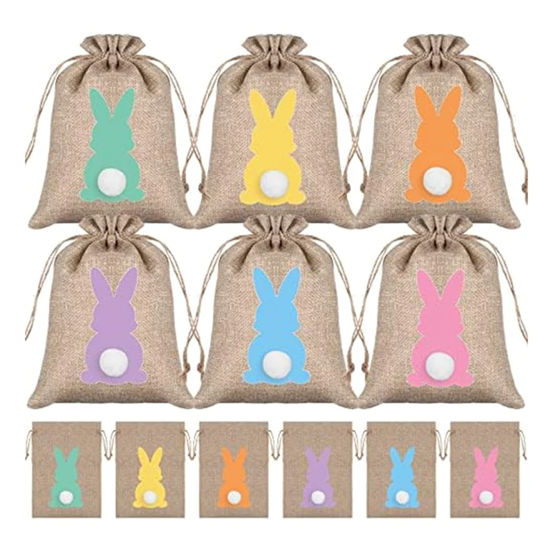 

Подарочные пакеты на шнурке, сумка в виде кролика на шнурке, Льняная сумка в форме кролика с подарочной сумкой