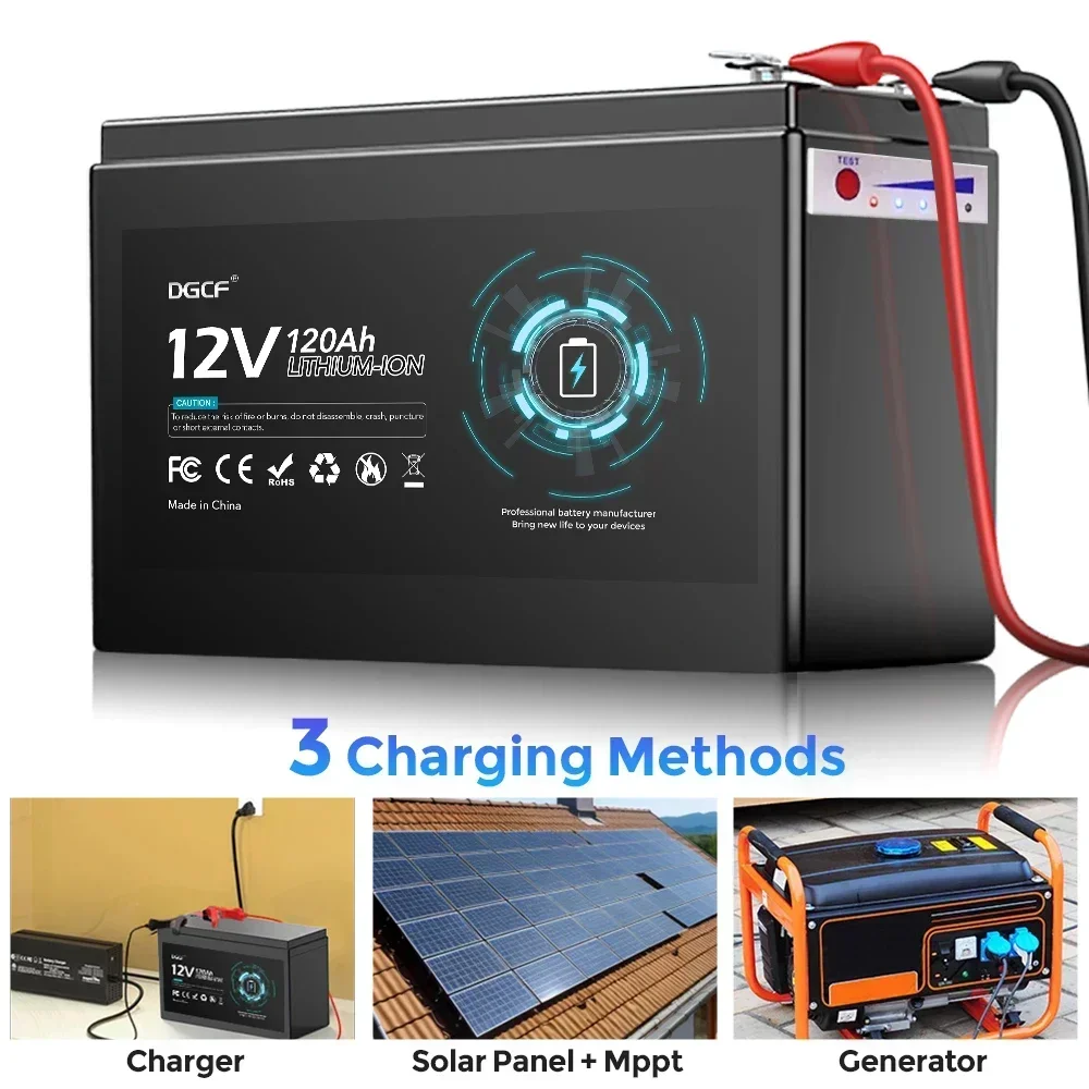 

12V 120Ah 18650 lithium battery pack built-in high current 30A BMS for sprayers, electric vehicle battery with 12.6V 3A Charger