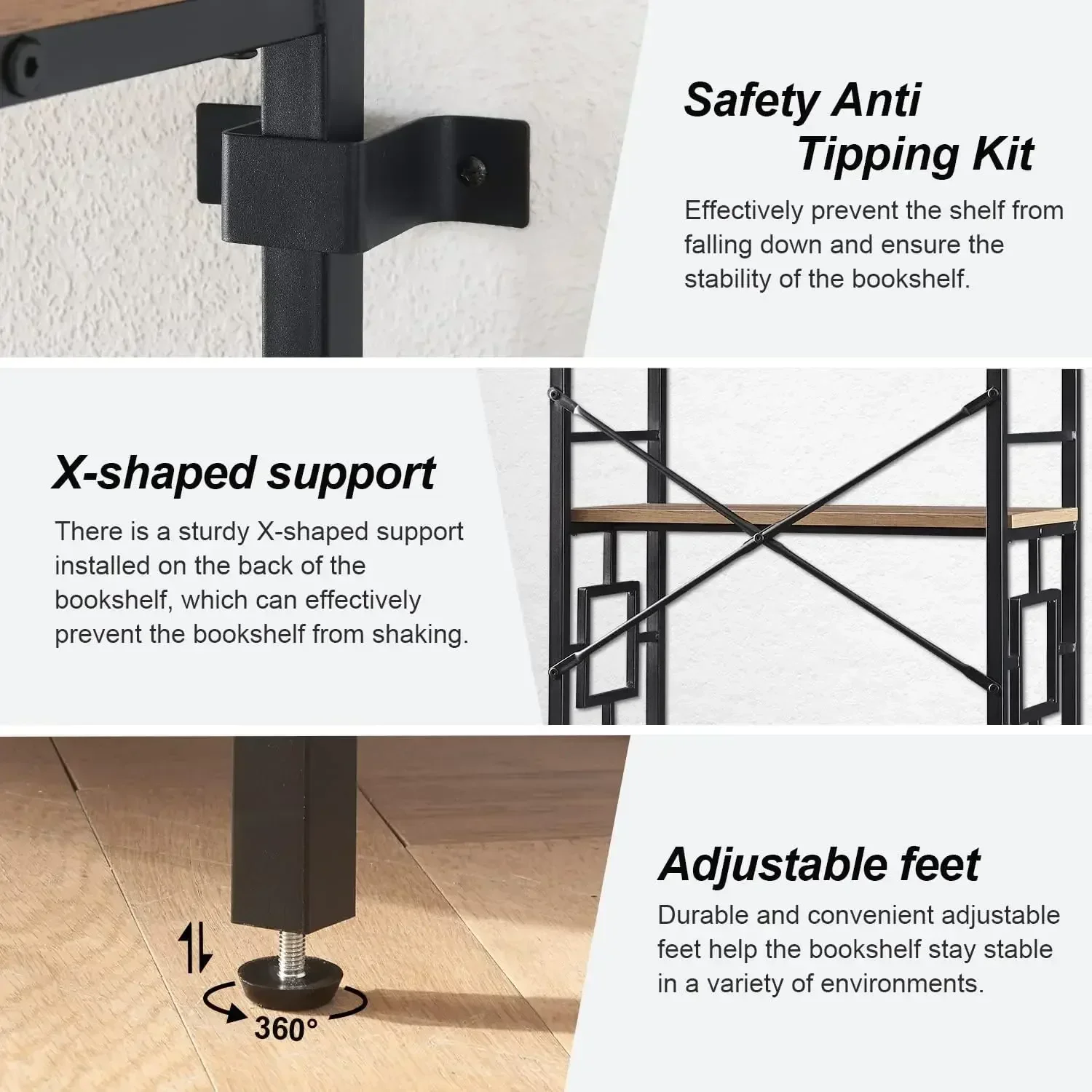 New2025-Tall Bookshelf, 84 Inch Industrial Bookshelf with Metal Frame and Open Shelves, 7 Tier Metal Bookshelves and Bookcases