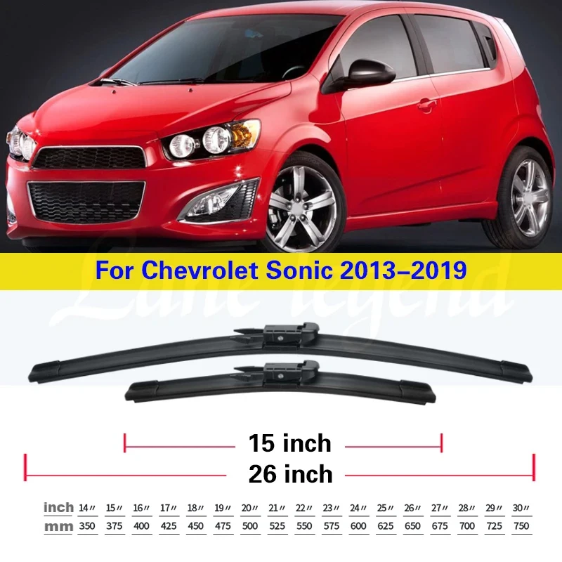 Фото Автомобильный стеклоочиститель для Chevrolet Sonic 2013, 2014, 2015, 2016, 2017, 2018, 2019, щетки переднего стеклоочистителя для лобового стекла, переднего стекла, 26 дюймов + 15 дюймов №3