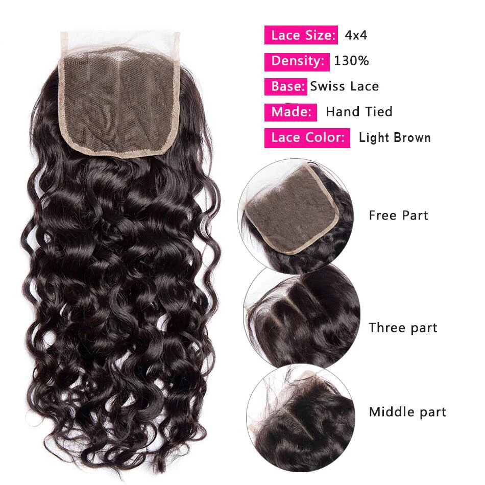Lace Frontal Only 13x4 Water Wave Closure Human Hair Brazilian Lace Frontal Closure Deep HD Transparent Lace Front Closure Only 2