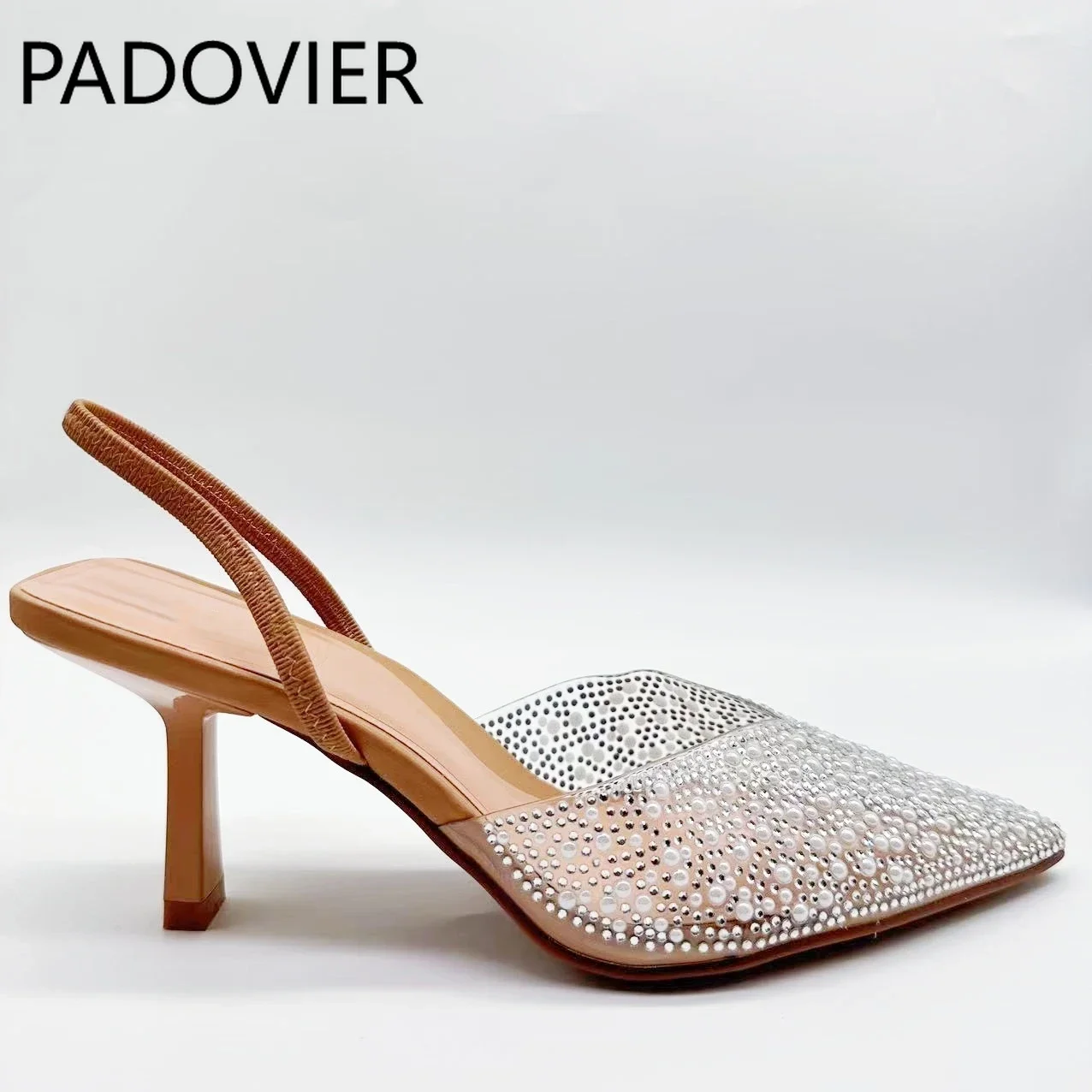 

2024 Summer New Women's Shoes With Artificial Pearls, High Heels and Pointed Shoes, Sandals, Women.