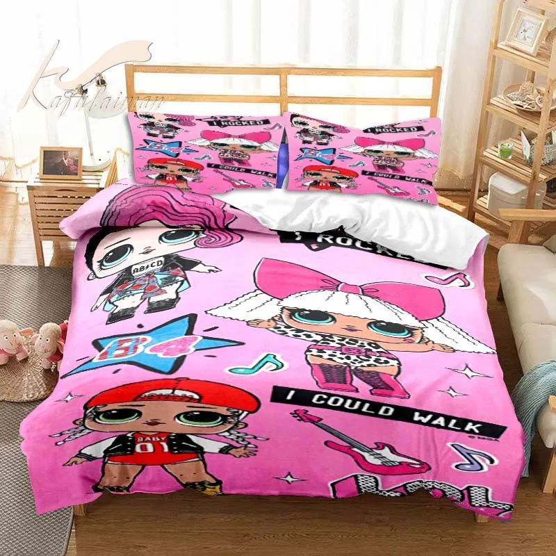 

Cute Gril Comforter Cover Bedding Set King Size Prince Duvet Cover Sheet Pillowcase 100% Bamboo Fiber Bed Set
