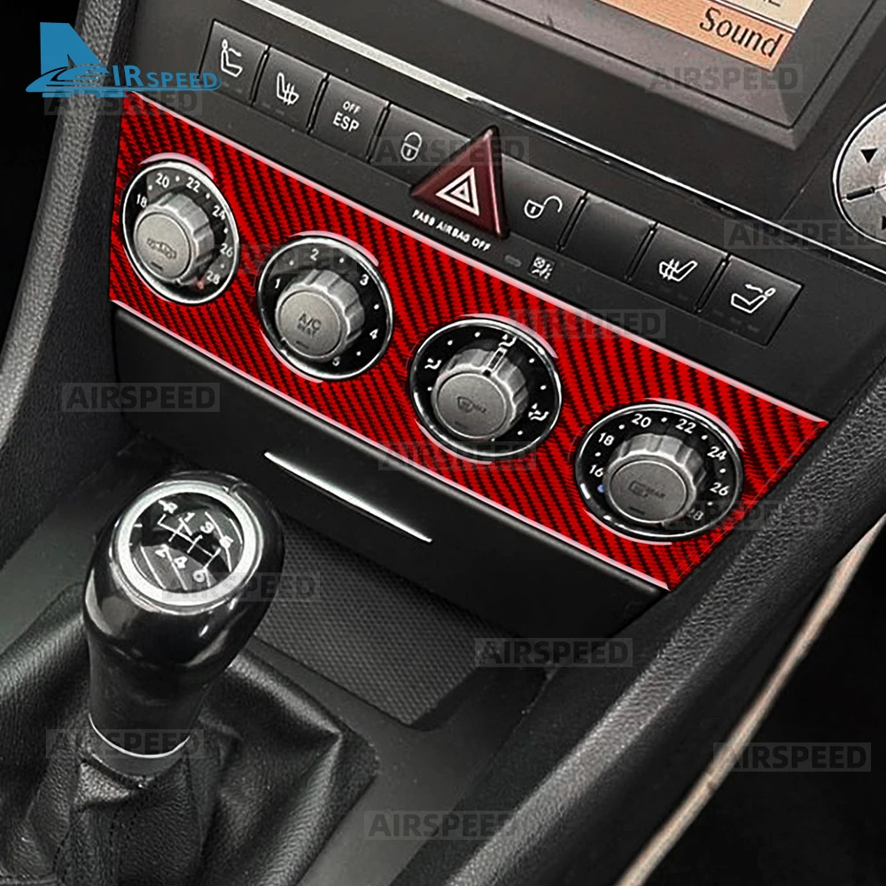 메르세데스 벤츠 SLK R171 2004 2005 2006 2007 2008 2009 2010 차량용 중앙 제어 에어컨 패널용 리얼 소프트 카본 파이버 트림 스티커