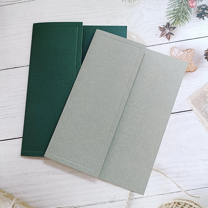 5X7Inch Emerald Paper Wedding Party Invitation Card Cover No Inner Sheet No Envelope Wax Seal Ribbon Flower 50pc