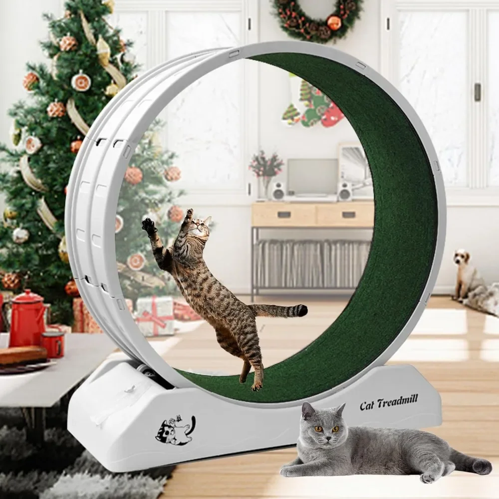 

Cat Treadmill Wheel Exerciser for Kitty’s Longer Life Interesting Products Cat Running Wheel With Carpeted Runway Cats Toys Pet