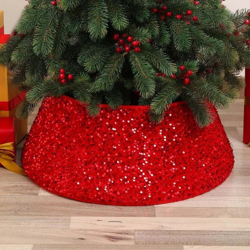 Christmas Tree Collar Sequins Round Christmas Tree Collar Party For Holiday Ornaments Rings christmas tree skirt