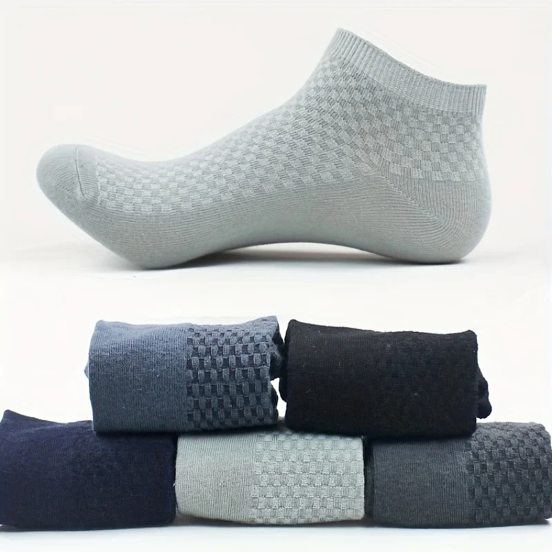 

Men's Bamboo Fiber Short Ankle Socks Sweat-absorbing Solid Color Boat Socks