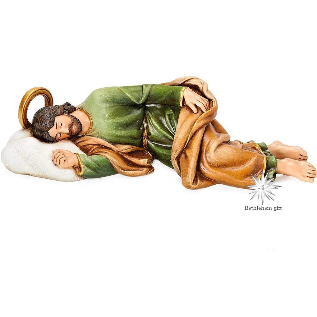 

5.5cmH Bethlehem Gifts Sleeping Saint Joseph Resin Statue Religious Sculpture Ornament Desktop Statue Home Office Decor