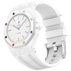 Enhanced Silicone Wristband with PC Case - Royal Pop (White)