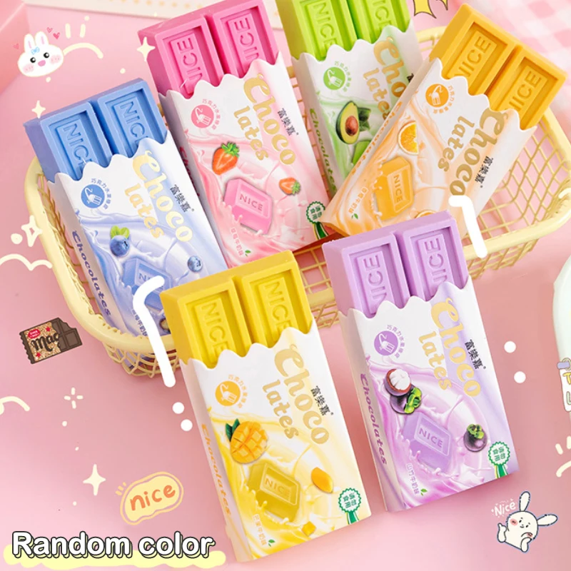 Novelty Candy Color Chocolate Rubber Eraser Kawaii Erasers Office School Supplies Stationery Kids Students Cool Prizes