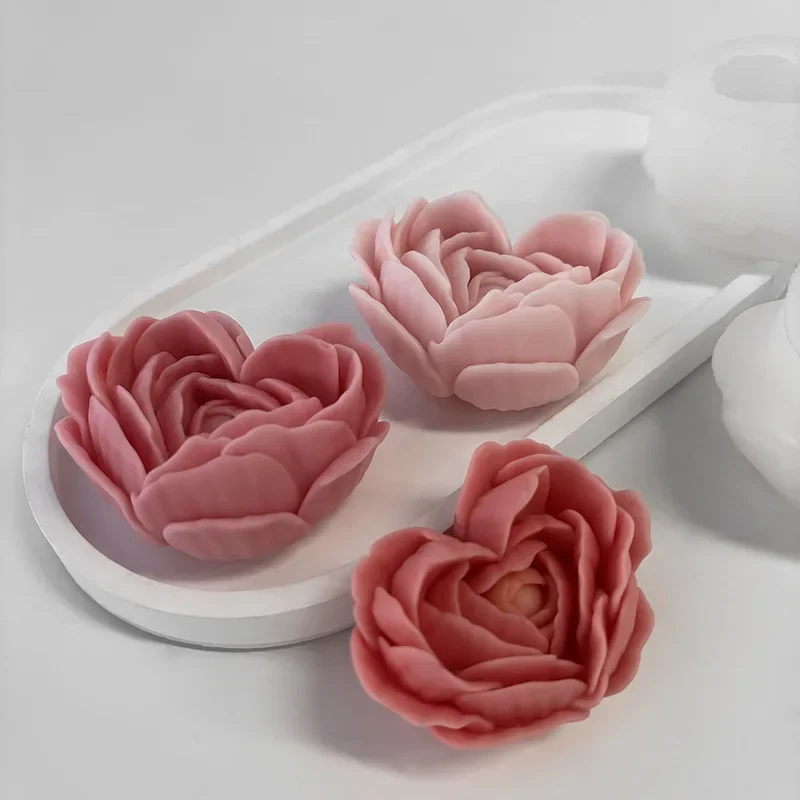 Romantic 3D Heart Flower Silicone Mold for Candles, Soap, and Baking Creations
