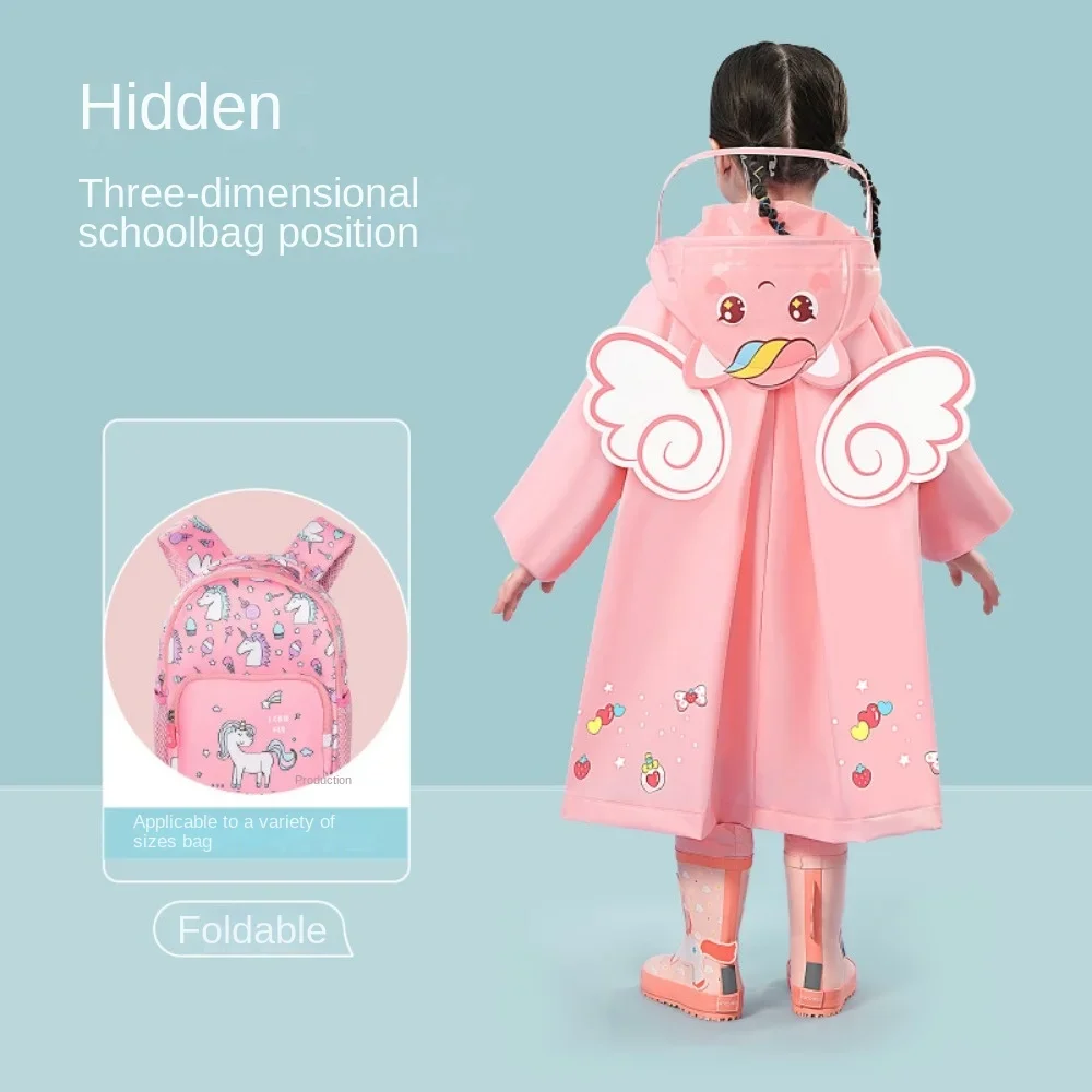 Rain Suit Children's Raincoat Cartoon Boys and Girls Kindergarten Elementary Children Baby Little Children Bag Bit Poncho rain poncho raincoat suit