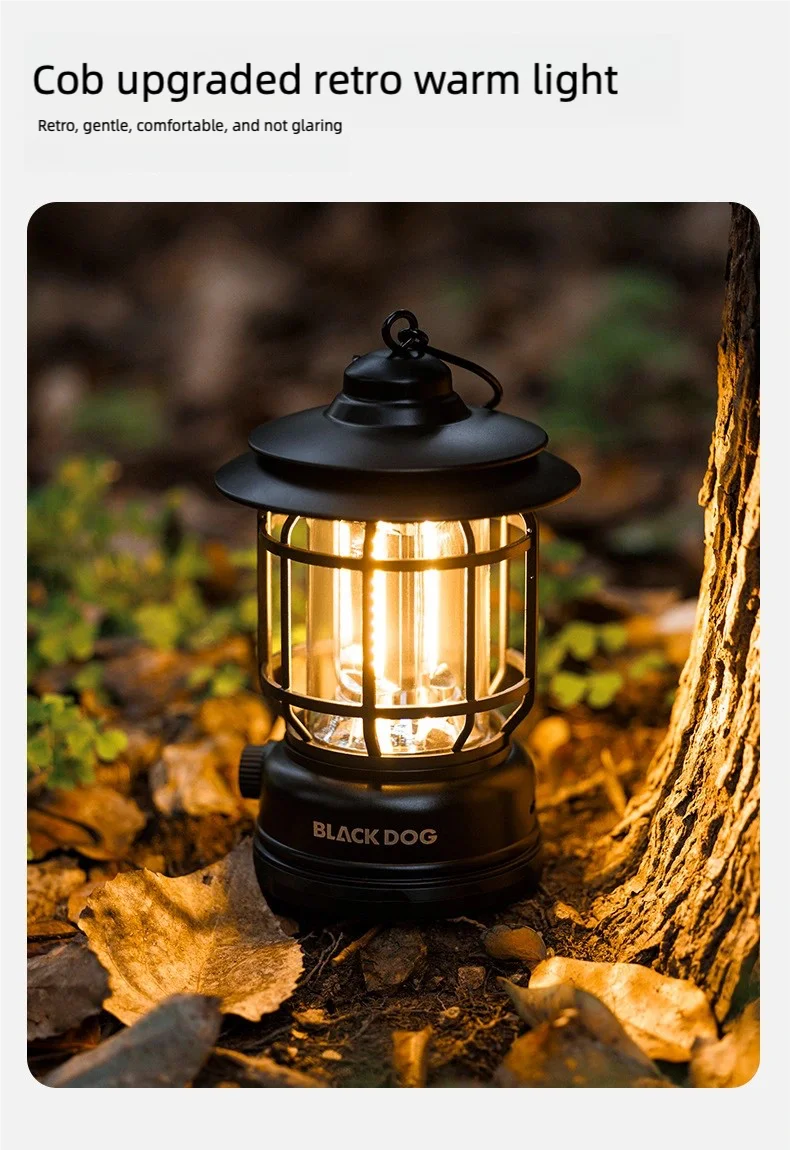 Blackdog Outdoor Vintage Camping Laterne wiederaufladbar langlebig tragbares Licht Camping Zelt Ambiente Licht – Detail 2