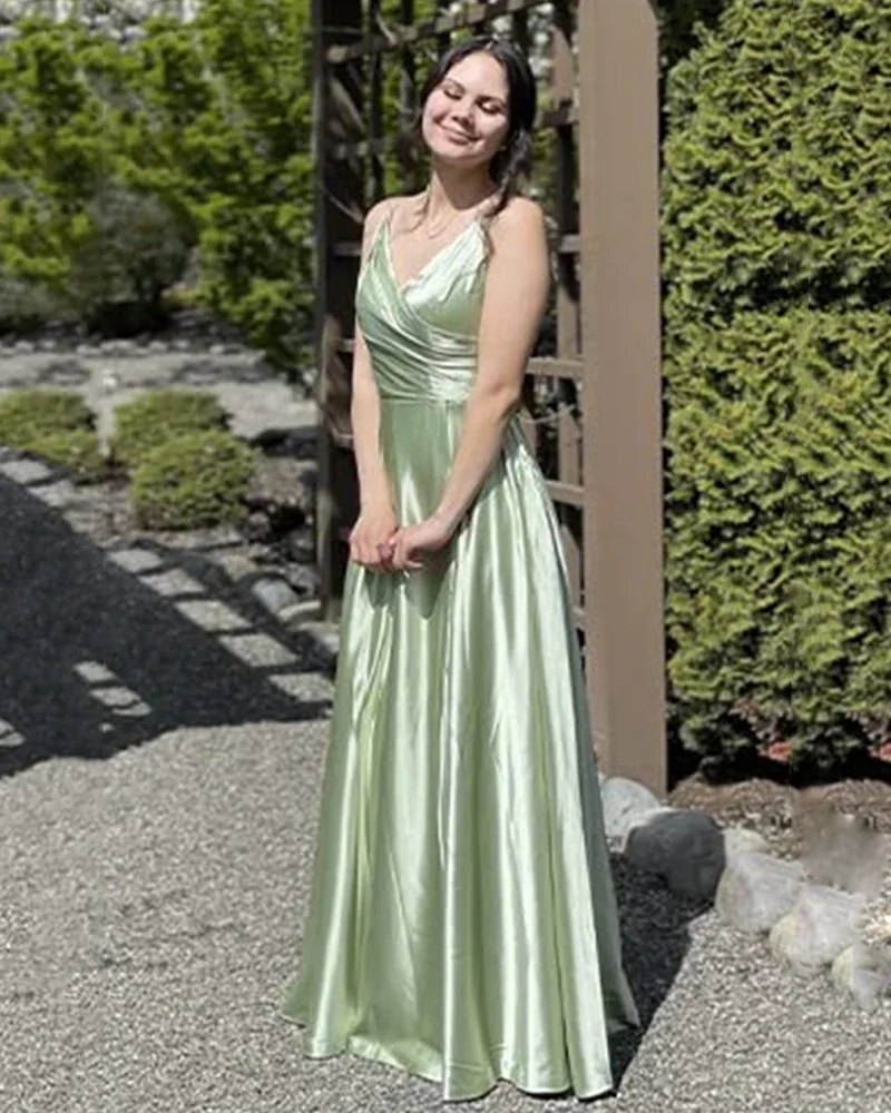 Vestidos de dama de honor de corte A para mujer, color verde menta