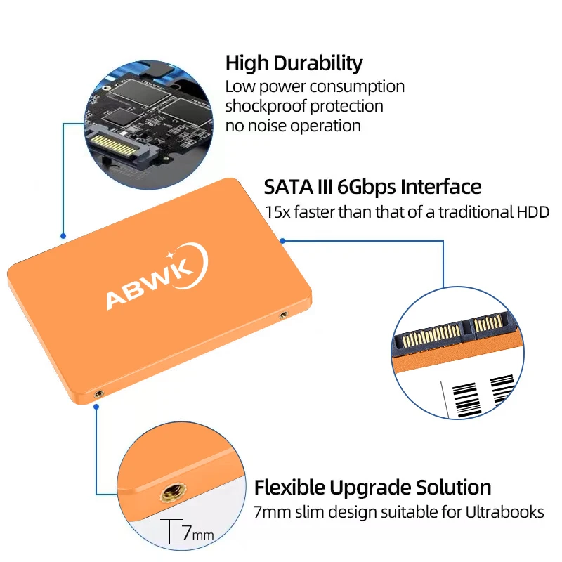 ABWK SSD 2.5, 데스크탑 PC용 내장 솔리드 스테이트 드라이브, SATA3 ssd, 1TB, 2TB, 512GB, SATA III, 480GB, 240GB, 120GB, 256GB