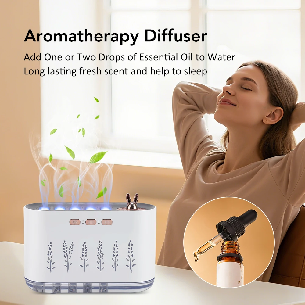 700ml Dynamic Rhythm Air Humidifier 5 Spray Nozzles USB Ultrasonic Cool Mist Dif