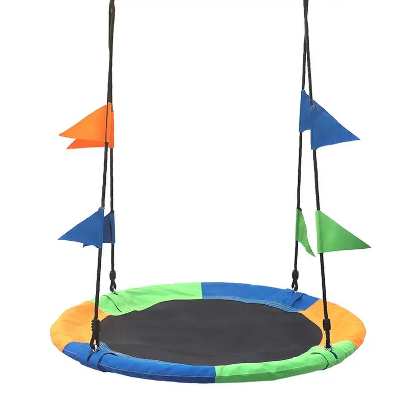Flying Saucer Tree Swing Set 100CM Garden Swing Kids Hanging Seat Indoor Outdoor Platform Saucer 660lb Kids & Adult Outdoor Toy 5
