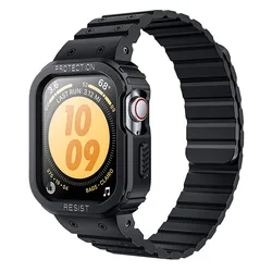 Rugged Protective Apple Watch Case with Magnetic Silicone Strap - UB Seal by SUPCASE (Black)