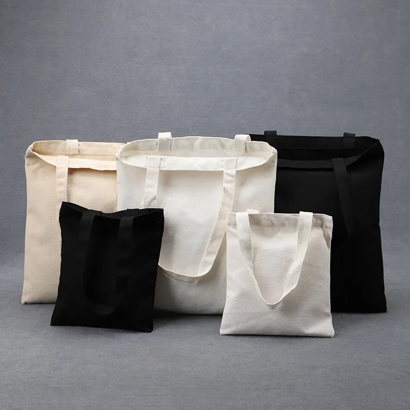 5 pcs natural cotton HandBag Canvas Tote Shoulder reusable cotton vegetable bags canvas crossbody shoulder bag