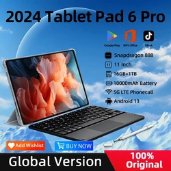 Tableta PC Original versión Global, dispositivo con Android 13, Pad 6 Pro, Snapdragon 2024, 16GB de RAM + ROM, 1TB, 5G, Tarjeta SIM Dual, 888 mAh, HD, 4K, 10000