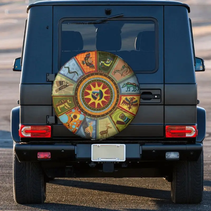 Medicine Wheel Animal Totem Spare Wheel Tire Cover for Toyota Suzuki  Indians Native American Jeep RV SUV 4WD 4x4 14" 15" 16" 17" AliExpress