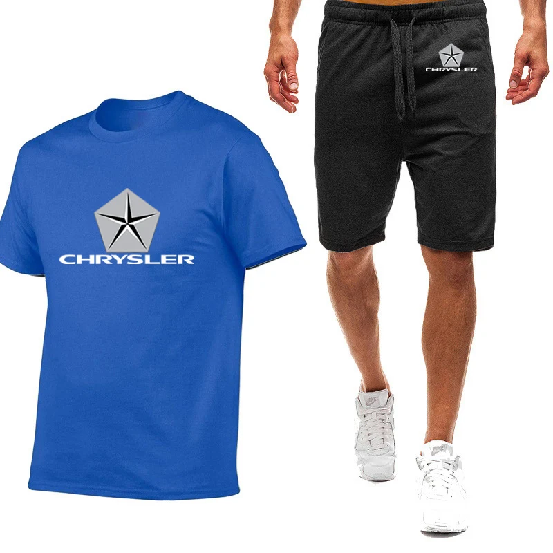 CHRYSLER 2022 Men's New Printing Comfortable Short Sleeve T-Shirt Tops And Shorts Casual Cotton Sport Sweatpants Two Pieces Sets women shorts sets tracksuits short sleeve tops pants suit sport fitness outfit matching set graffiti printing two pieces sets