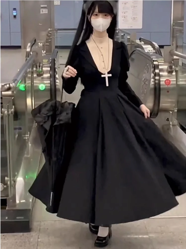 

Dark Goth Style Christmas Dress Women's Lolita Long Autumn and Winter